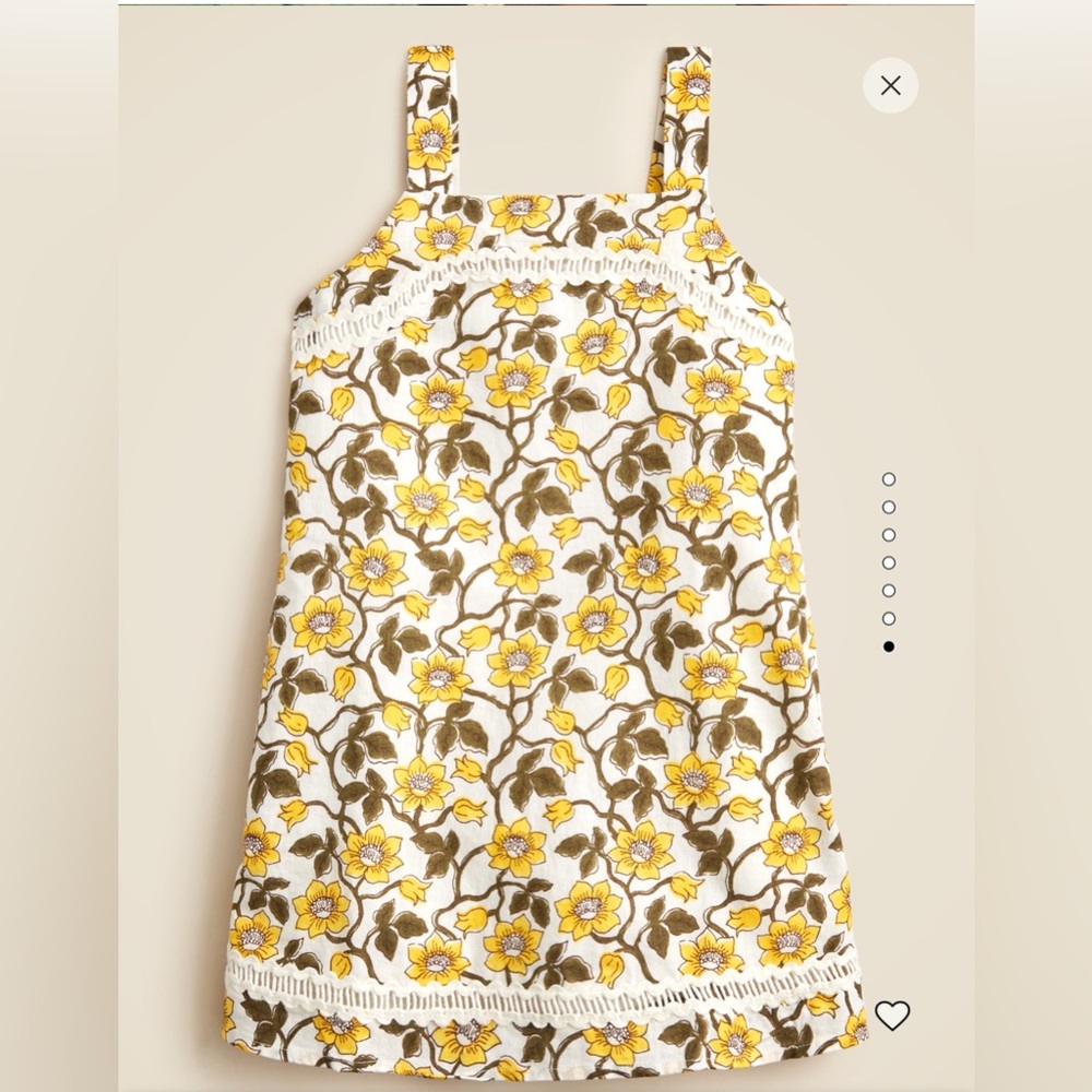 NWT crewcute Girls' rickrack dress in daffodil linen-cotton blend - Picture 4 of 6